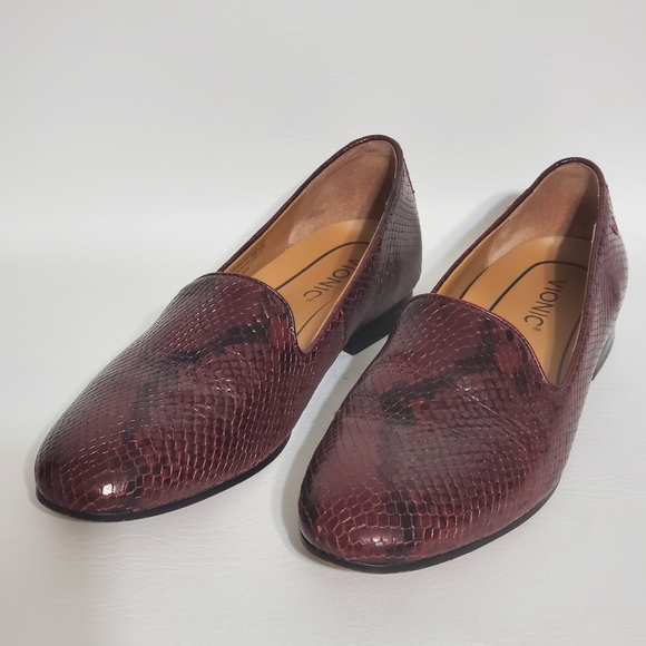 Vionic Shoes - Vionic Burgundy Snake Print Loafers Women's Size 7.5